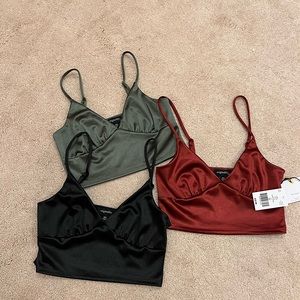 dry goods originality satin crop tops